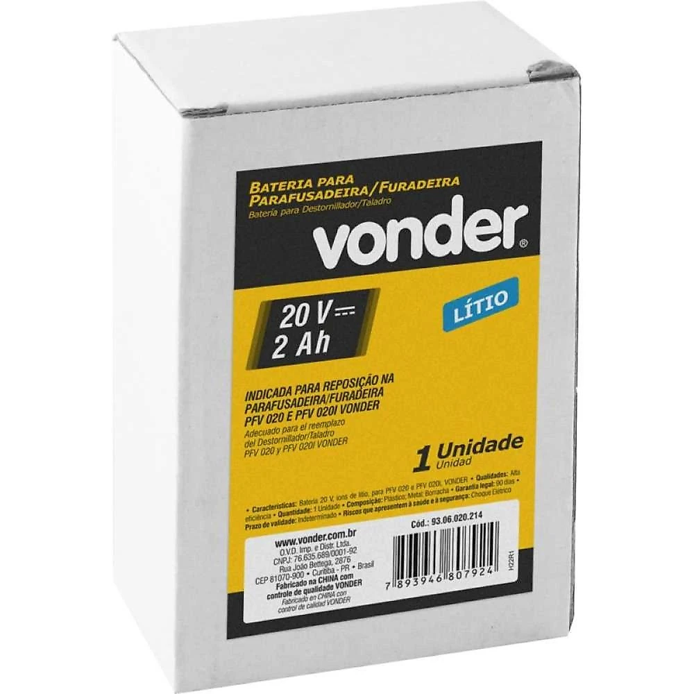 Bateria 20v 2,0ah para pfv020/020i vonder