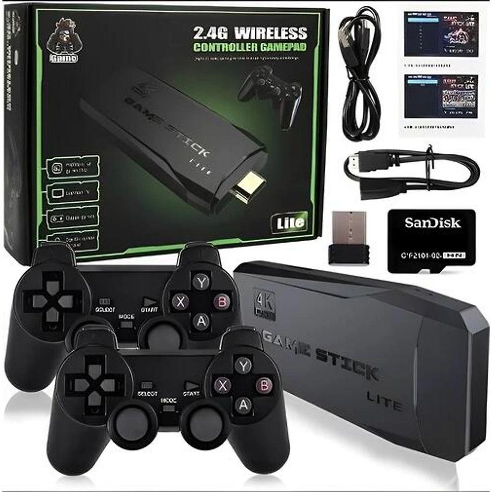 Game Stick 4k Lite Retro 2 Controles Sem Fio Mais De 20.000 Jogos Original