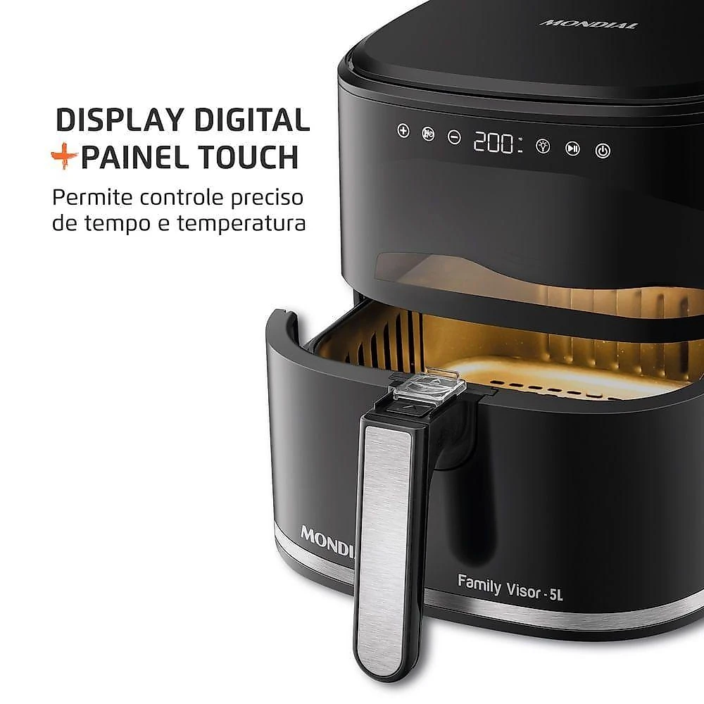 Fritadeira Sem Óleo Air Fryer Digital 5L Mondial Preto 2000w AF-50-DV 60hz 220V