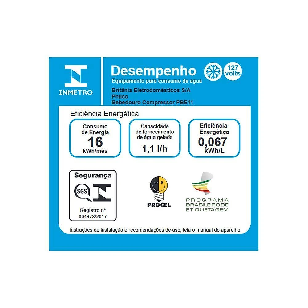 Bebedouro Philco 20L água Gelada E Natural Com Compressor PBE11 110V