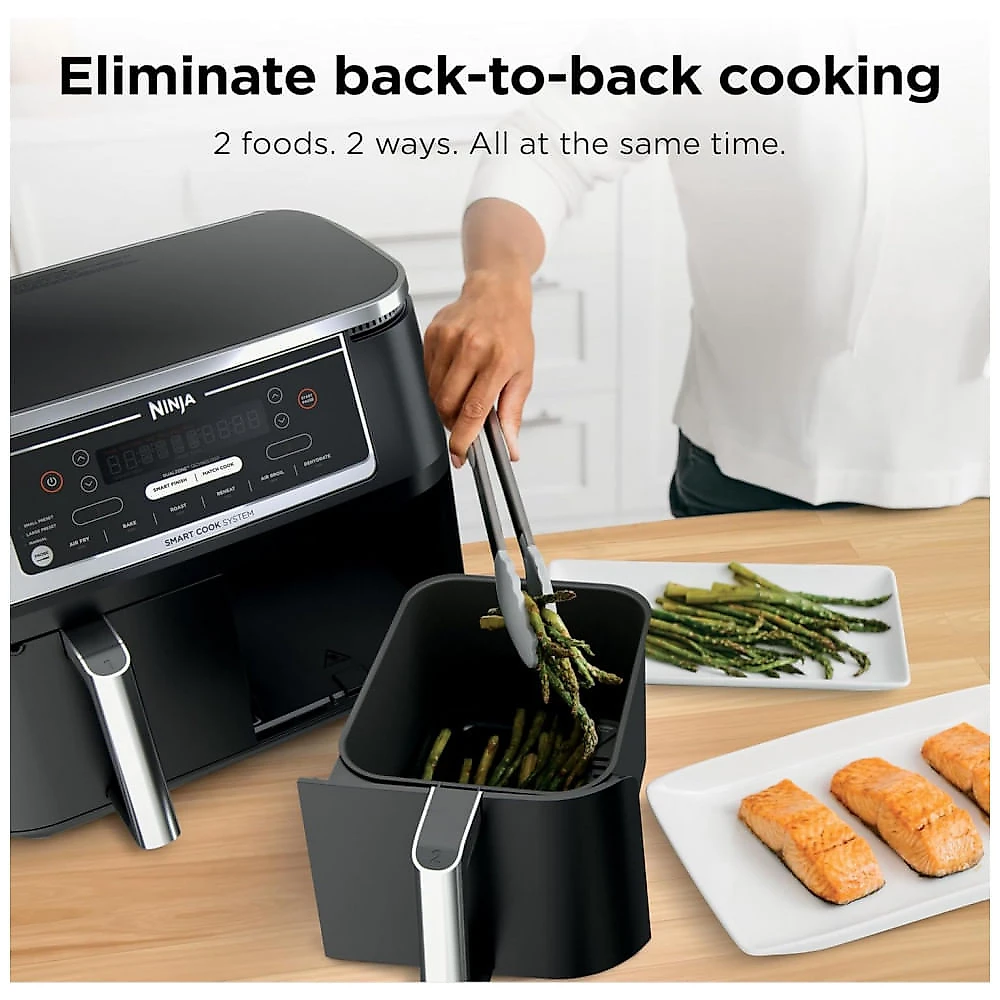 Fritadeira Elétrica Air Fryer Ninja DZ302 Preta 10,0 L Cestas Duplas 6 em 1 DualZone 1690 W 110V