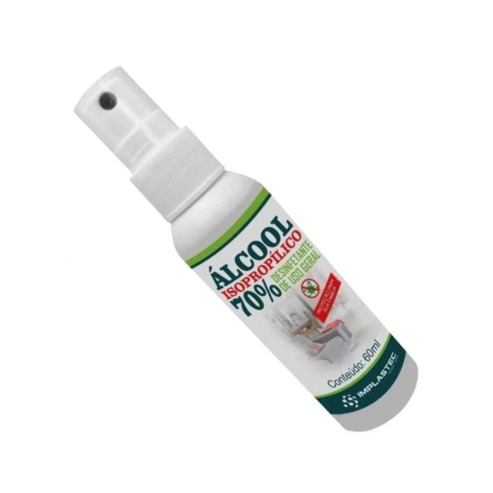 Miniatura Alcool Isopropilico 70% 60ml Implastec1 Unidade