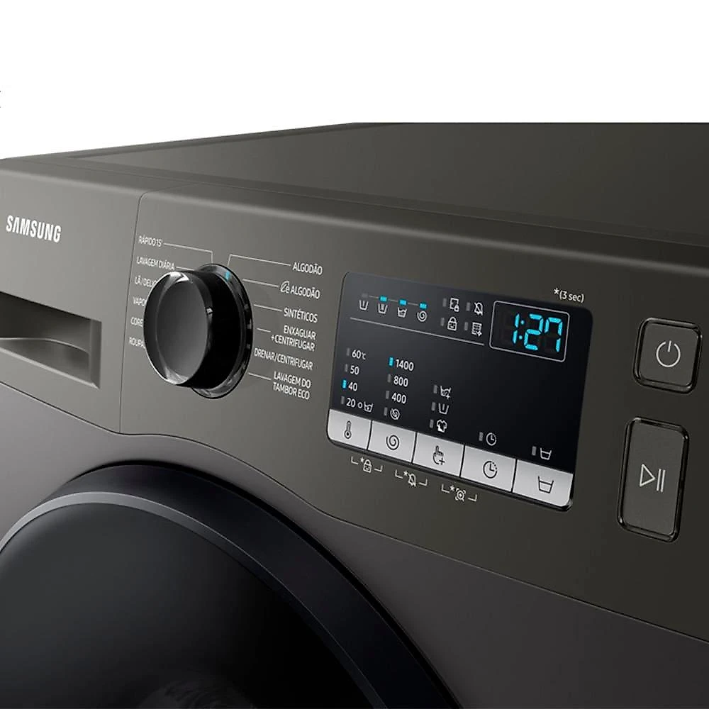 Lavadora de roupas samsung ww11t4040bxfaz com diamond drum e vapor de higiene inox - 11kg 110