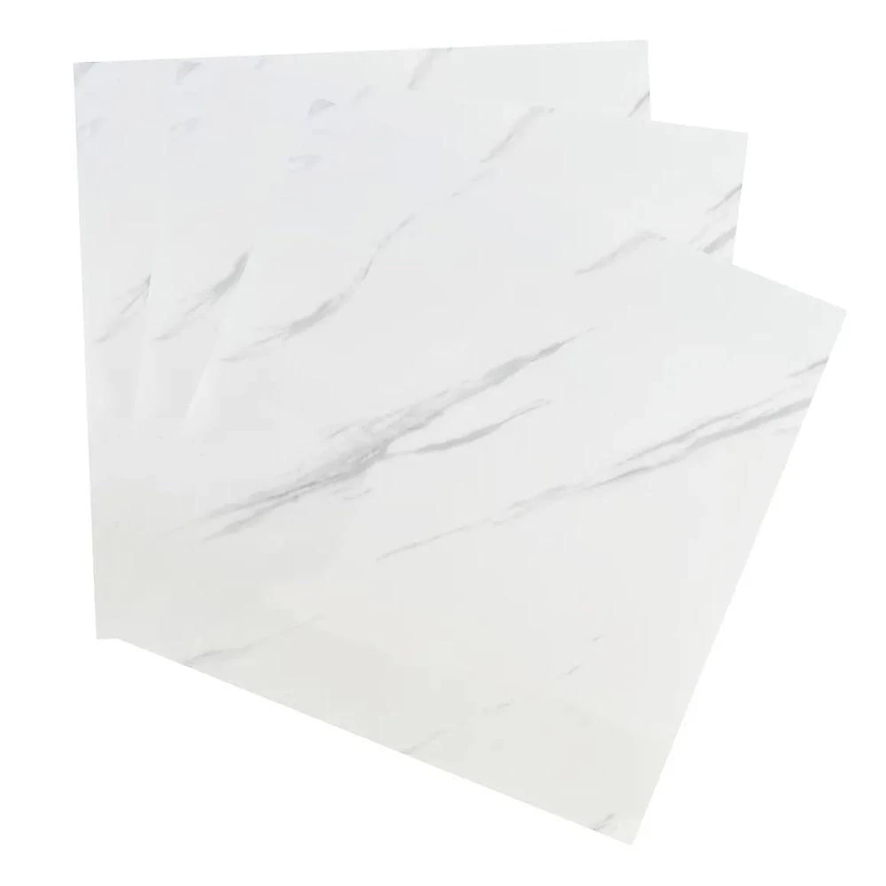 Papel de Parede Marmore 3D Liso PVC Autocolante Branco Braslu Kit 10 Unidades