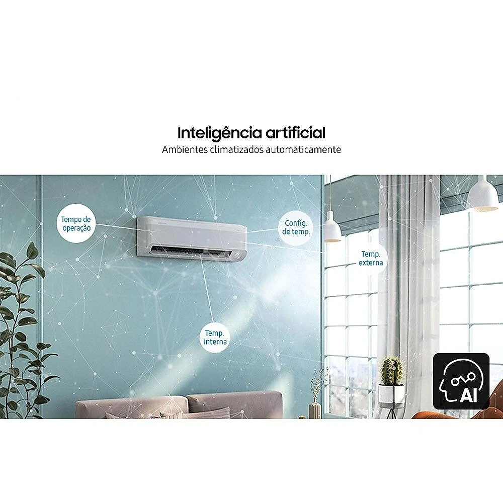 Ar-Condicionado Split Inverter 18000 BTUs Samsung WindFree AI Wi-Fi High Wall Quente e Frio AR60F18C1AWNAZ/AR60F18C1AWXAZ 220V