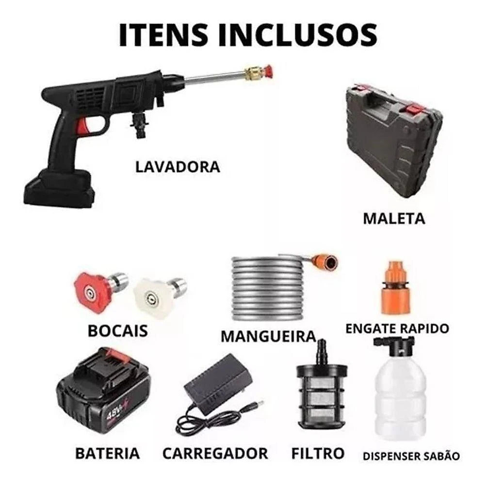 Mini Lava Jato Portátil Recarregável Alta Pressão