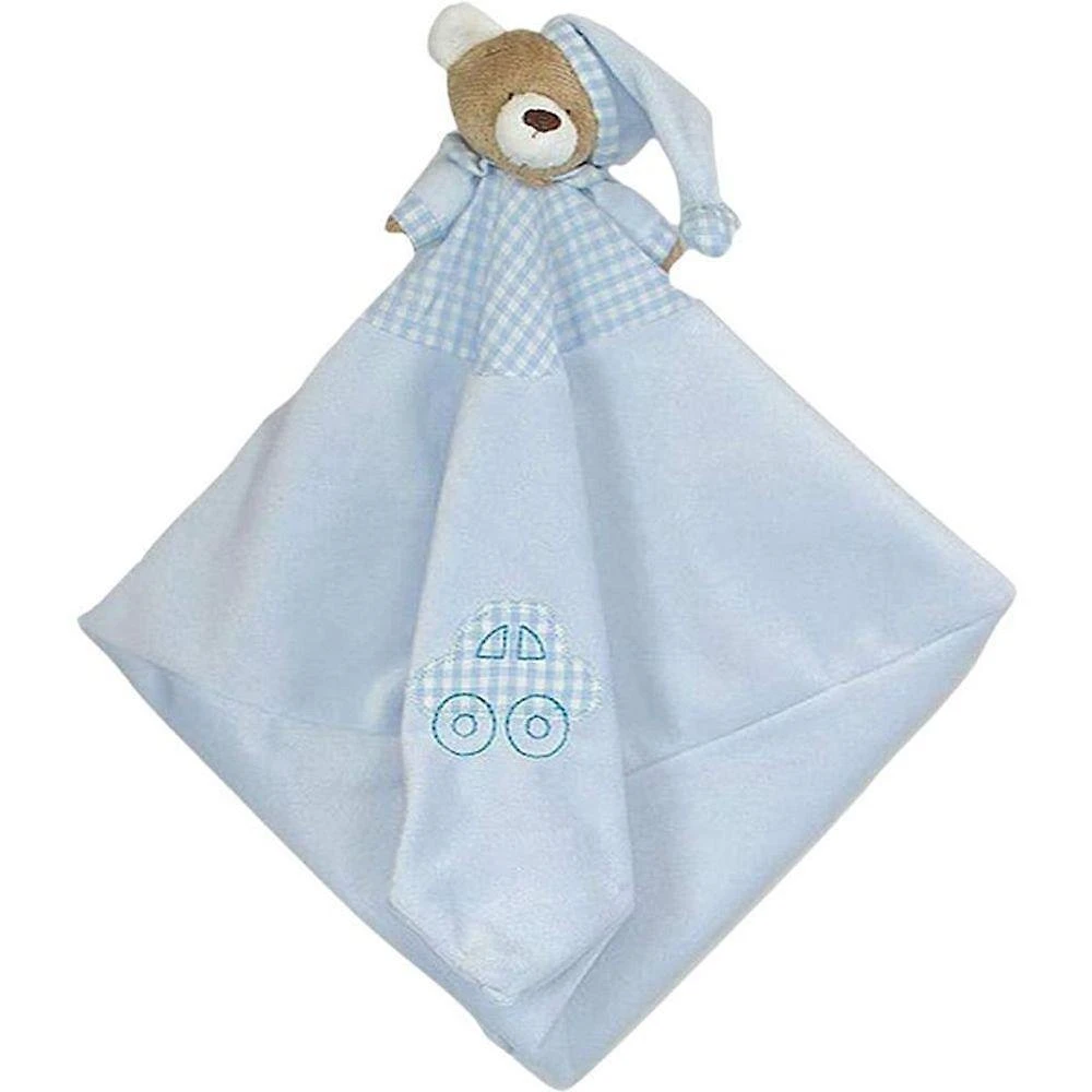 Naninha Pelúcia Urso Nino Azul Bebê Antialérgica Tecido Suave Zip