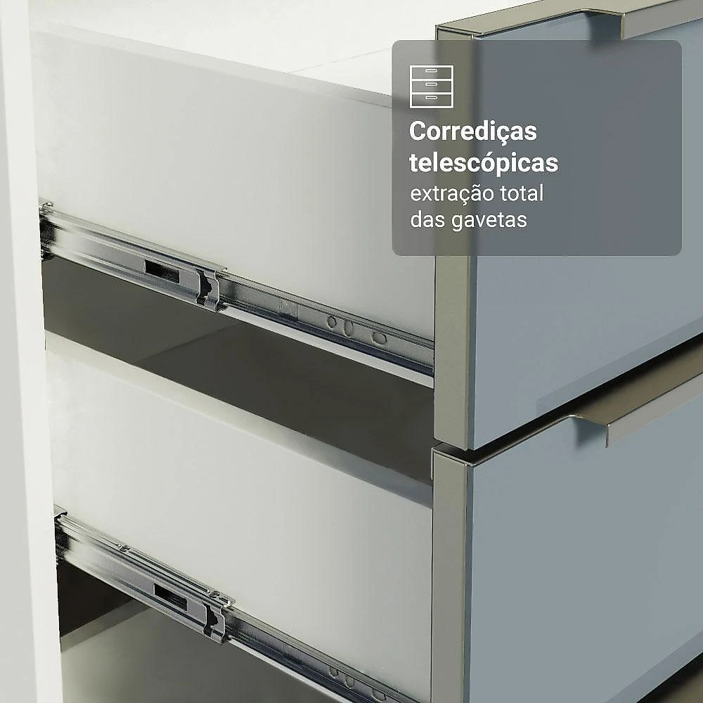 Armário De Cozinha Completa 270 Cm Branco/cinza Lux Madesa 06 Branco/cinza