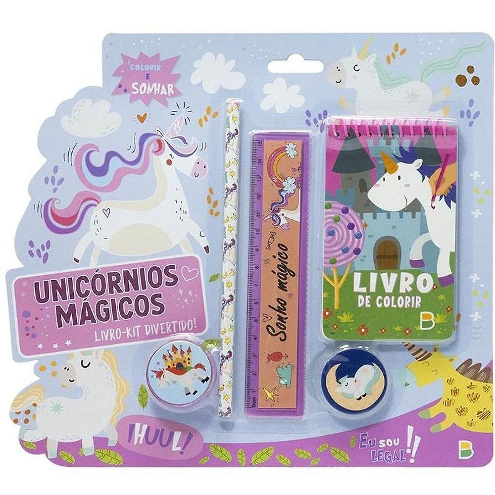 Kit Escolar Todolivro Unicornios Livro Espiral 16 Páginas com Lápis e Apontador