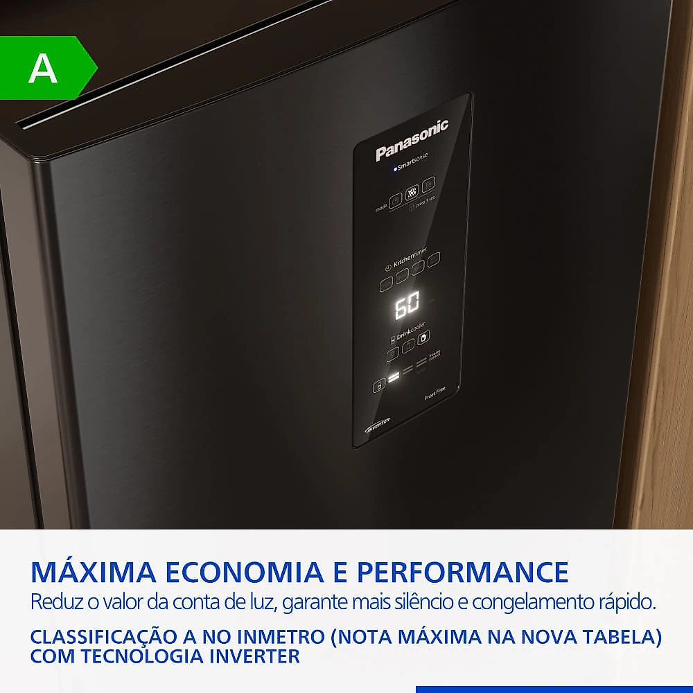 Miniatura Geladeira Panasonic BB64 Cor Black Inox Look Inverse Frost Free 475L Inverter A - NR-BB64PV2B NR-BB64PV2BA