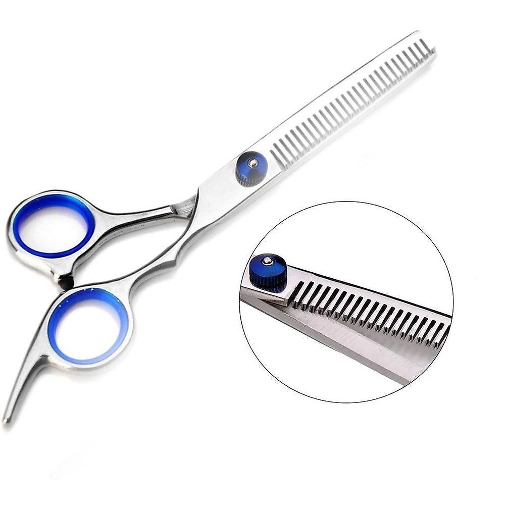 Tesoura de Cabeleireiro Kit Tear Rasteirinha 6 e 0" e Xarra de Dente 5 e 5" Fio Misto Prata OEM