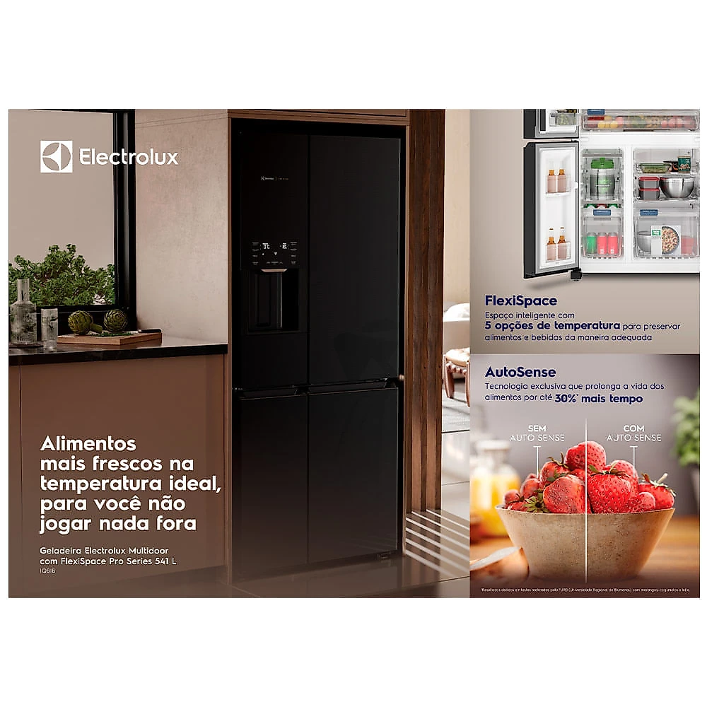 Refrigerador French Door Pro Series Electrolux de 04 Portas Frost Free com 541 Litros FlexiSpace Black - IQ8IB 110
