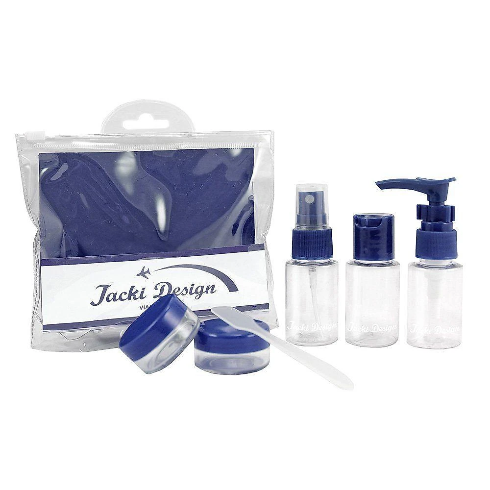 2 Kit De Frascos P/ Viagem De 7 Peças - Jacki Design Preto / Azul