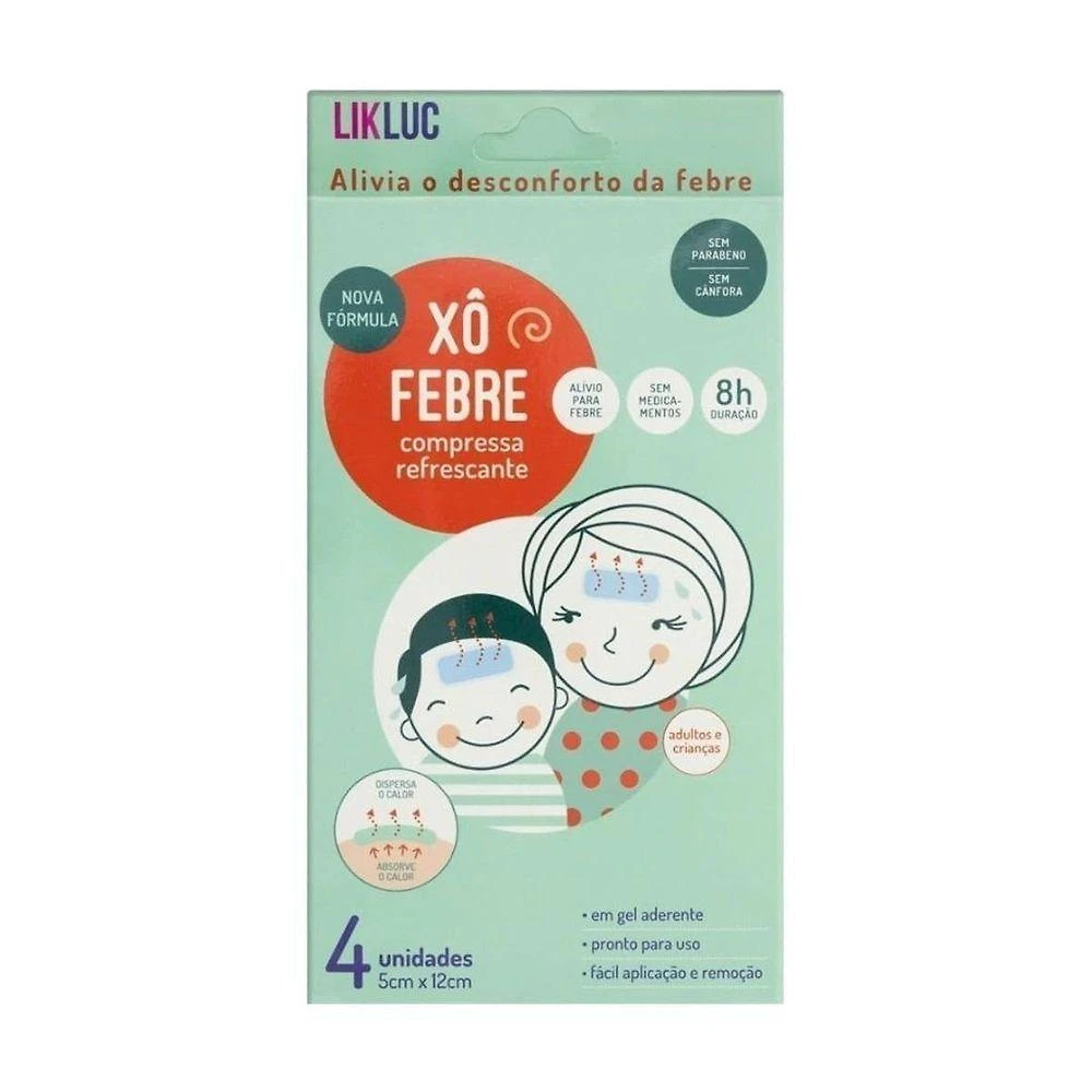 Compressa em Gel Aderente Xô Febre para Criança Alívio Refrescante com Duração Prolongada Verde OEM