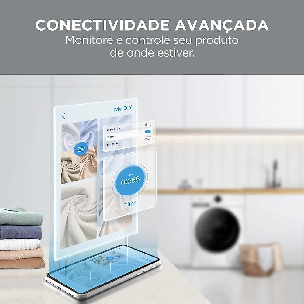 Lava e seca midea slim healthguard smart mf201d110wb/wk branca com 14 programas, wi-fi e compatível com alexa – 11kg 110