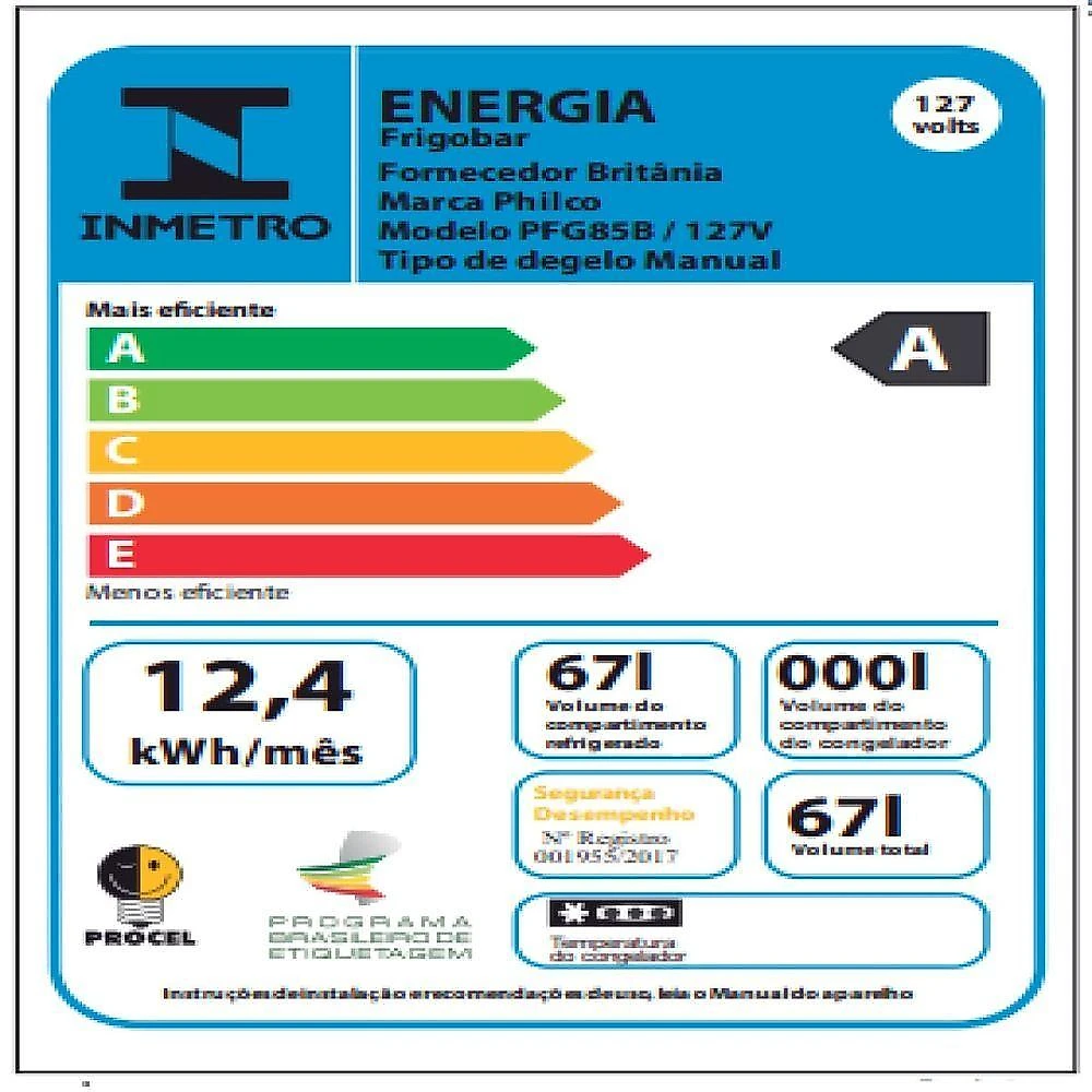 Frigobar Philco 65 Litros PFG85B 110V