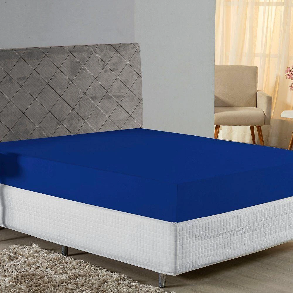 Lençol Com Elástico Casal Nobre Viúva 1 Peça 30cm De Altura Malha 100% Algodão - Royal