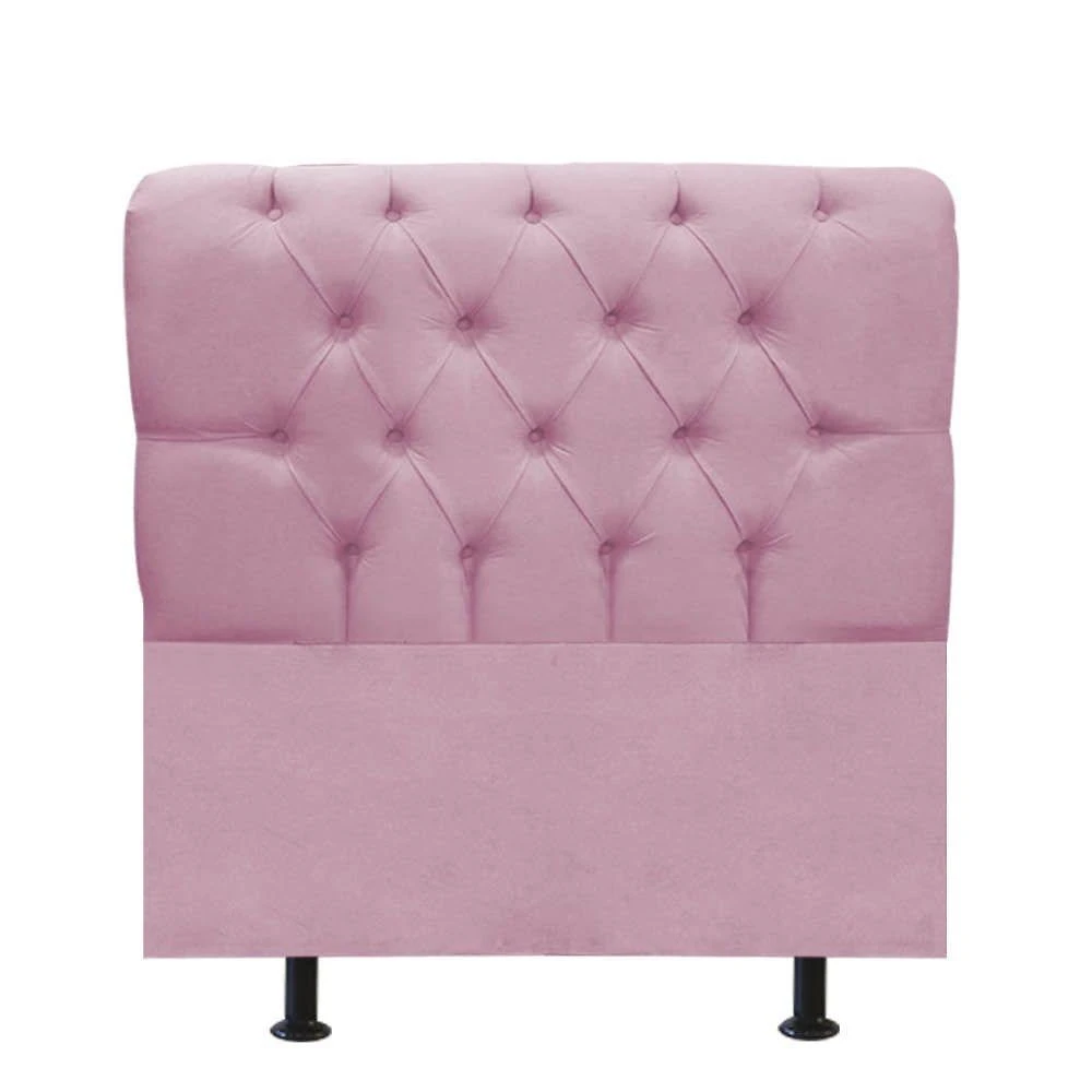 Cabeceira Estofada Cama Box Solteiro 100cm París Veludo Rosa Bebe- Mabe Magazine