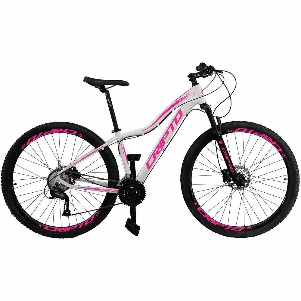 Miniatura Bicicleta Cripto 24v Acera Mountain Bike Aro 29 Quadro Alumínio 24 Marchas Branco-rosa Cripto Bikes