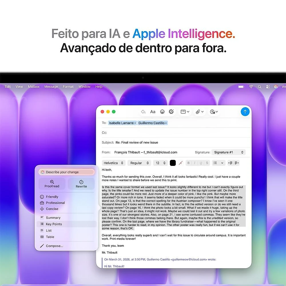 MacBook Neo Apple 13" Chip A18 Pro CPU de 6 núcleos GPU de 5 núcleos 512GB Touch ID - Prateado