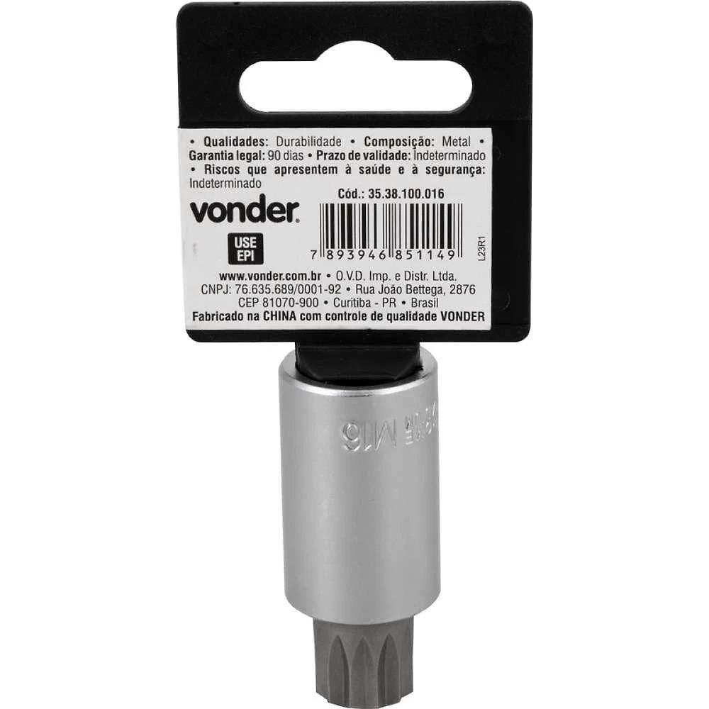 Soquete Multidentado Encaixe 1-2'' 16mm Curto Crv Vonder