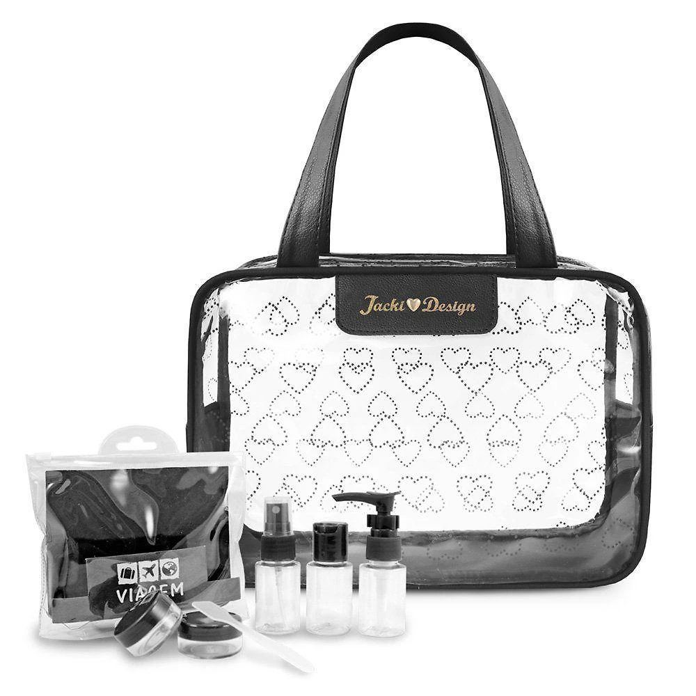 Kit De Bolsa Transparente E Frascos De Viagem De 7 Peças Preto