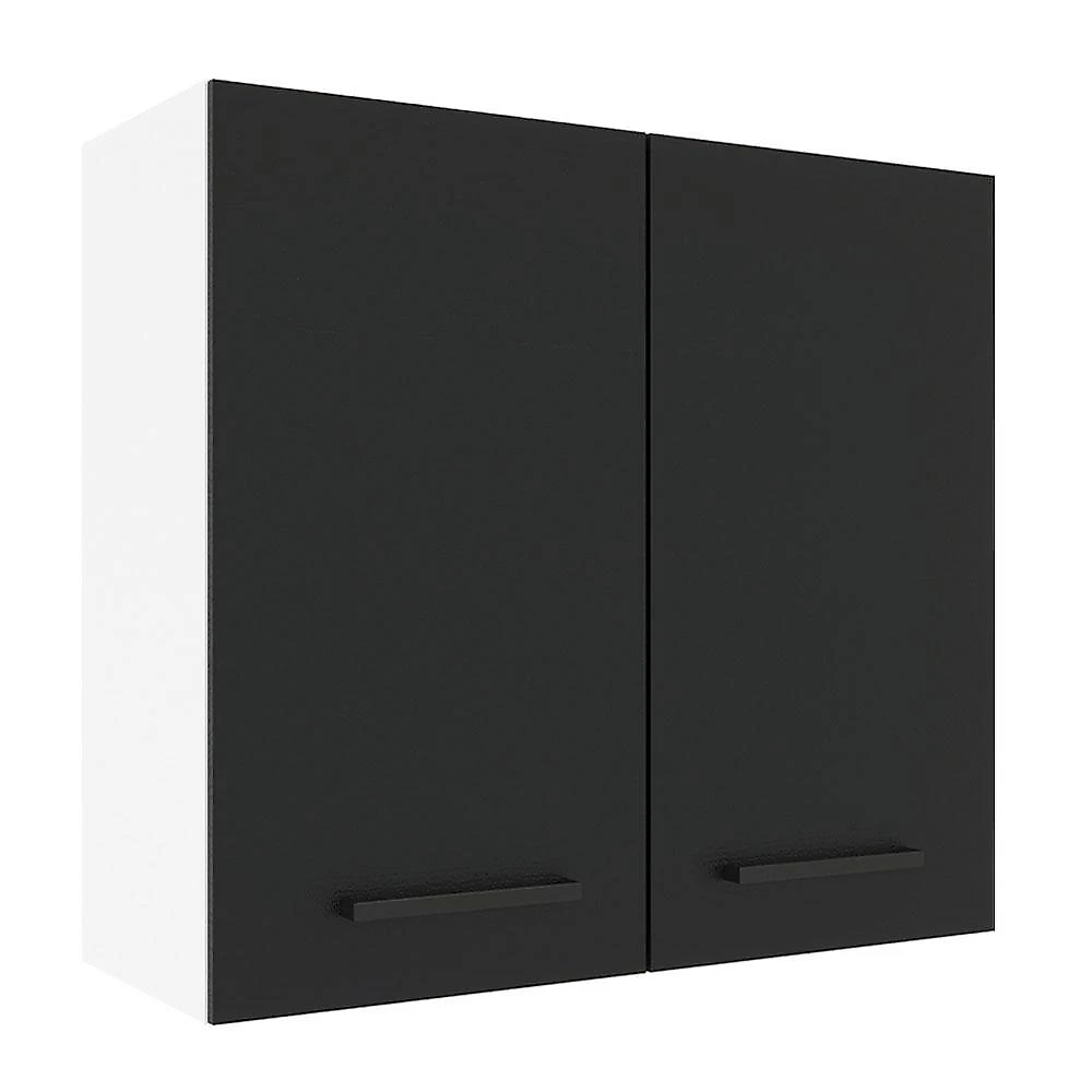 Armário de cozinha aéreo 70 cm 2 portas branco/preto agata madesa