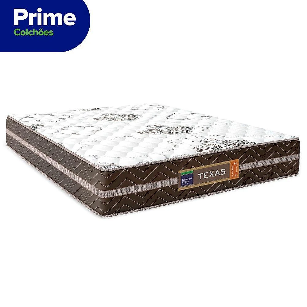 Cama Box Baú Casal Sintético + Colchão Molas Ensacadas Texas Prime Colchões 138cm - Suporta Até 120 Kg Por Pessoa Cor:br