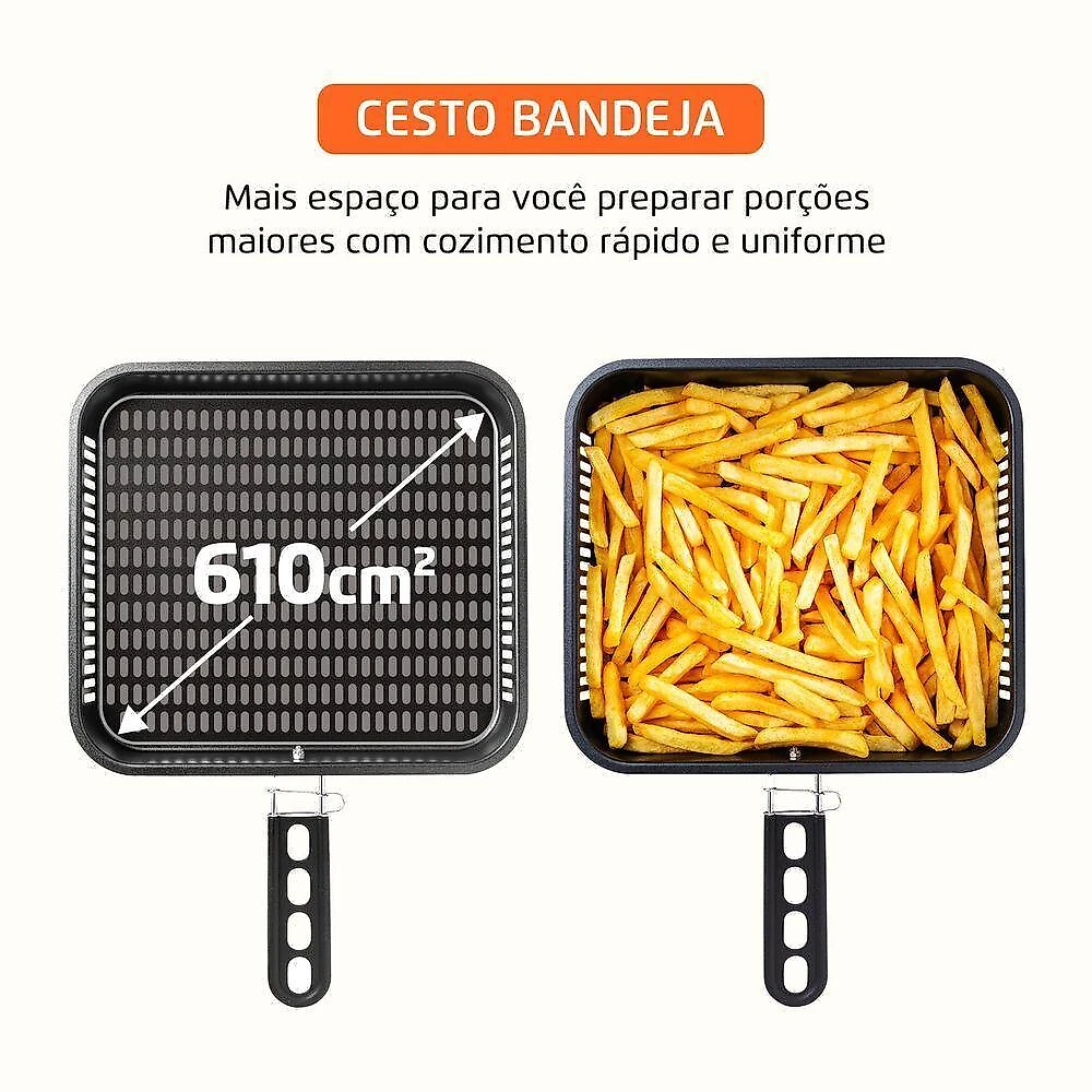 Air Fryer Forno Mondial Oven 13L 2000W 10 Programas Touch Preto e Inox 110V