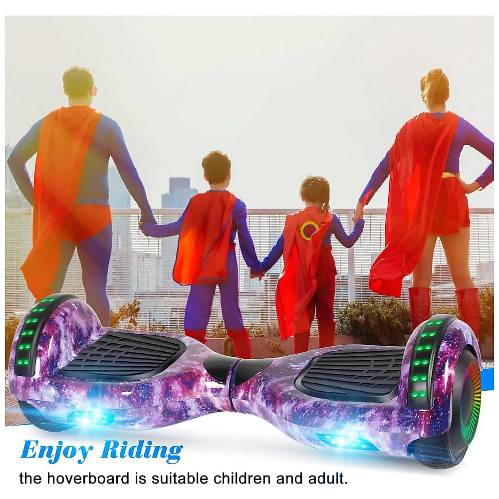 Hoverboard Self Balance FLYING-ANT 6,5" B03 Galaxy Purple com Alto-falante e Luzes de LED