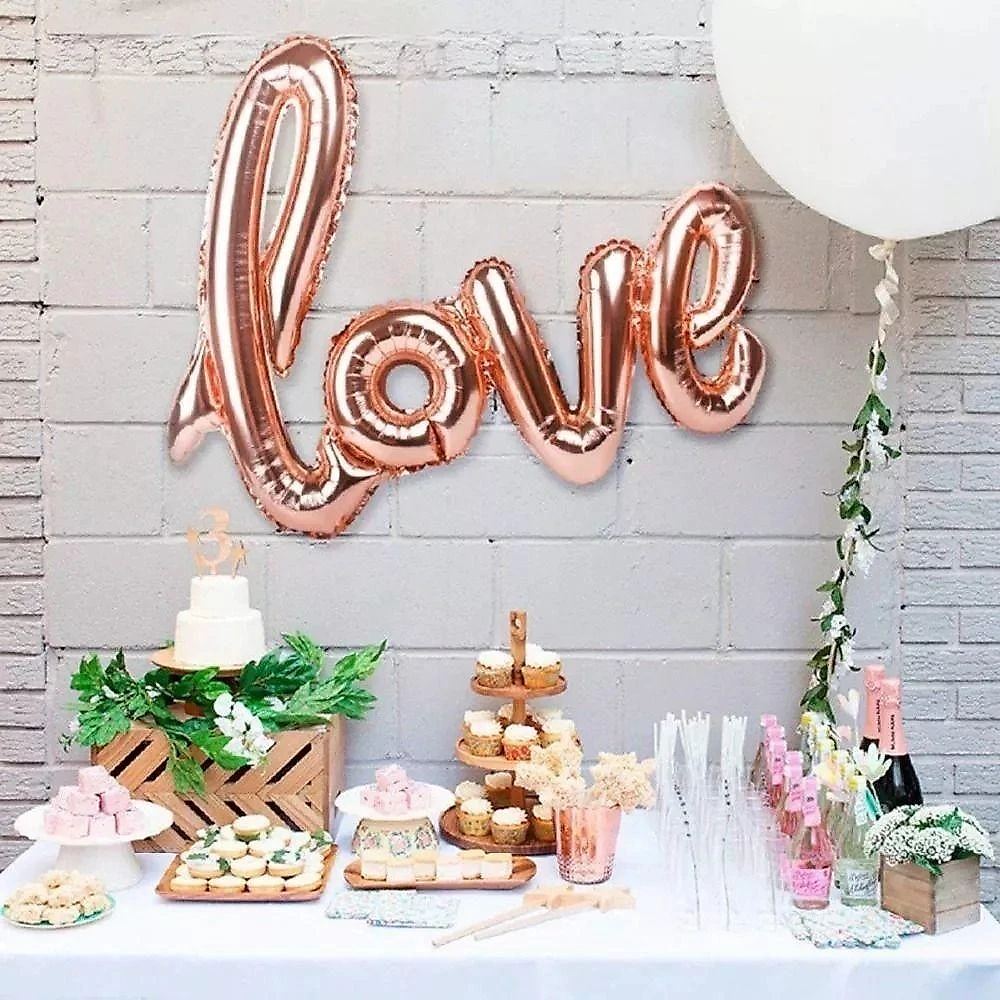 Balão Metalizado Faixa Festa Love 25CM Rosa Multicoisa da Paju para Decoração