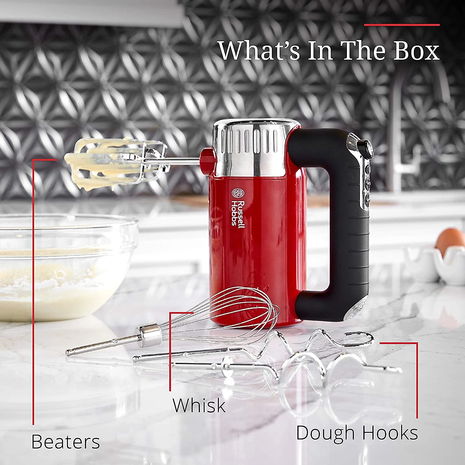 Remington Russell Hobbs Batedeira de Mão Retro 275W 4 velocidades Turbo Vermelho 110