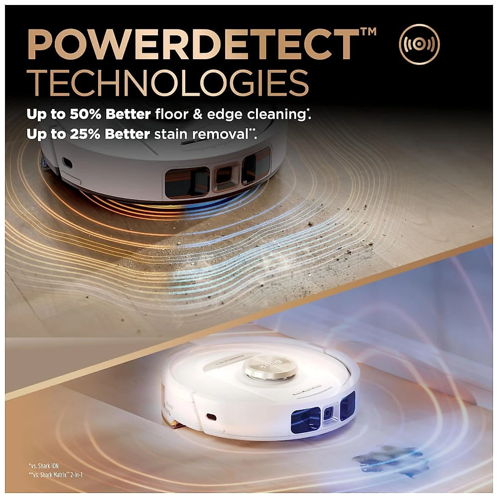 Robô Aspirador e Mop Shark PowerDetect 2 em 1 Base Auto Esvazia 60 Dias Navegação LiDAR Branco 120V