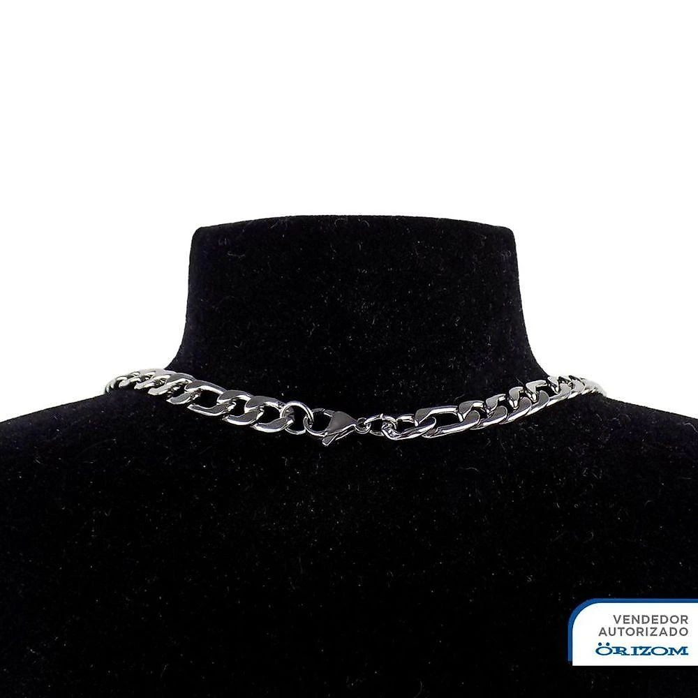 Kit Cordão com Pingente e Pulseira Orizom Aço Inox Prata Pai Nosso Crucifixo Masculino