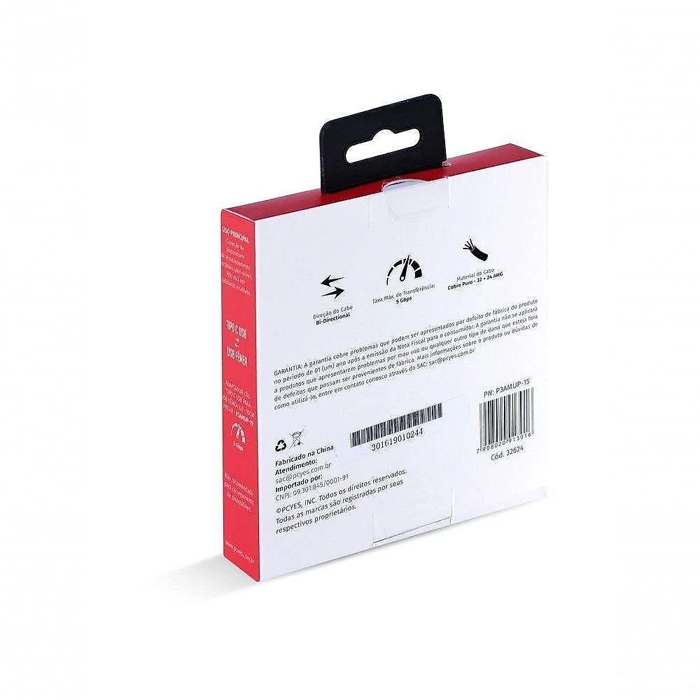 Adaptador Otg Usb C para Usb a 3.0 Pcyes para Celular 5Gbps 5V 3A 15W