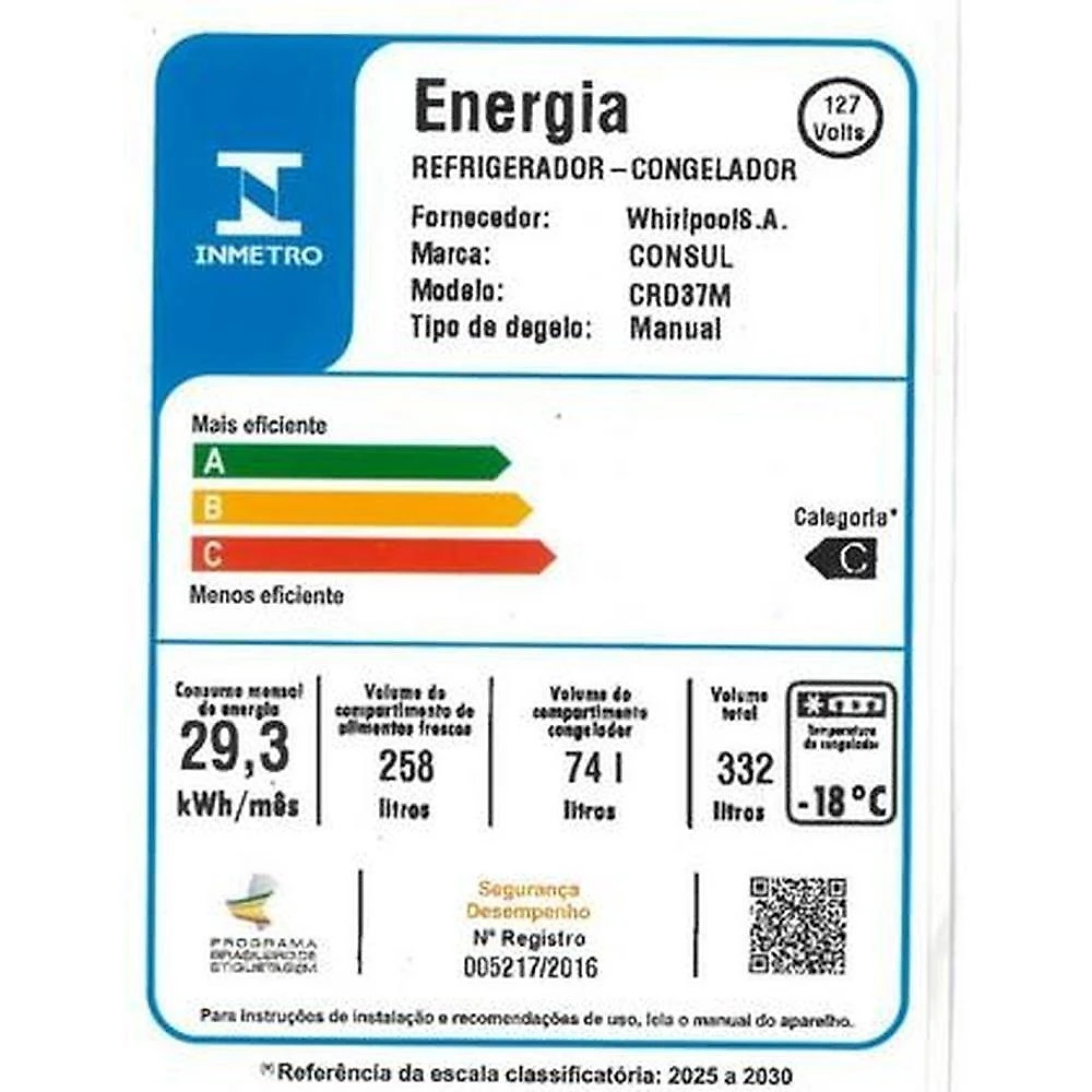 Geladeira Consul 332 Litros Cycle Defrost Duplex Com Prateleiras Removíveis Branca CRD37MB 110V