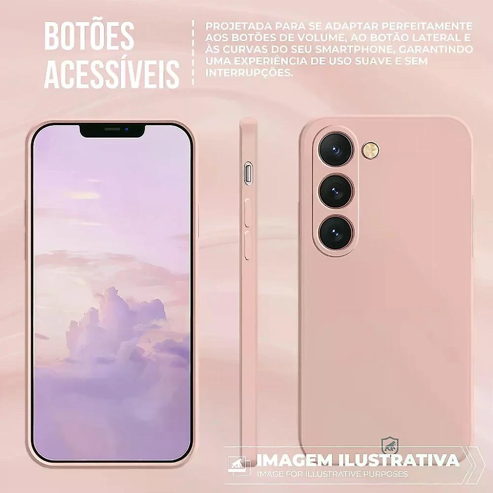 Kit Capa Silicon Veloz Para Samsung Galaxy A16 5g + Cordão Phone Strap Flex - Rosa - Gshield