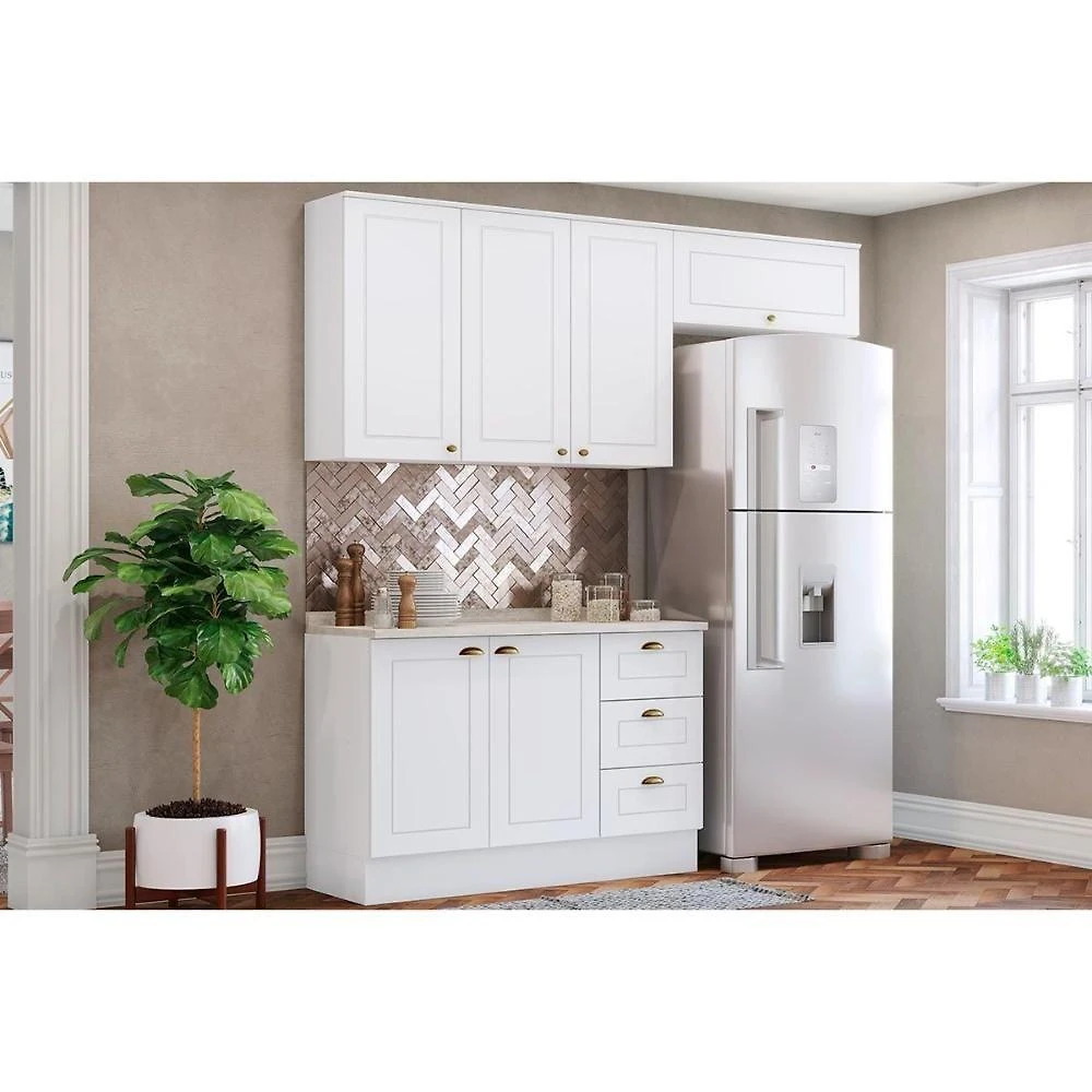 Cozinha Completa 4 Peças Americana CZ148 6 Portas 3 Gavetas MDF-MDP Branco Móveis Henn