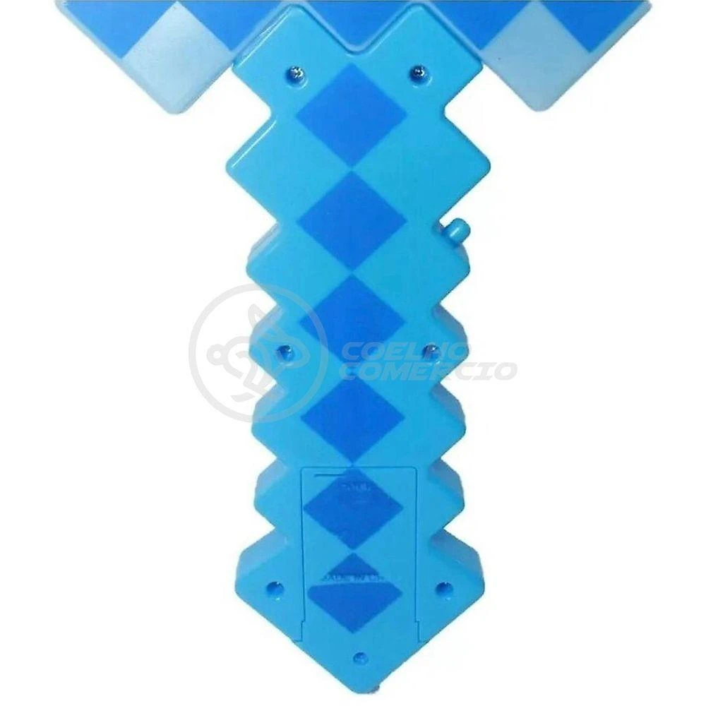 Kit Brinquedo Espada Pixel Minecraft 58cm C/Som Luz+3 Pilhas