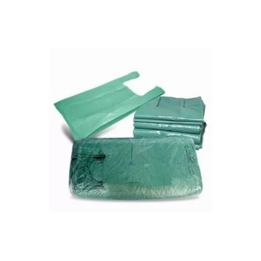 Sacolas Plásticas Recicladas Reforçadas 60x80 Fardo 5kg Aproximadamente 400 Unidades Verde