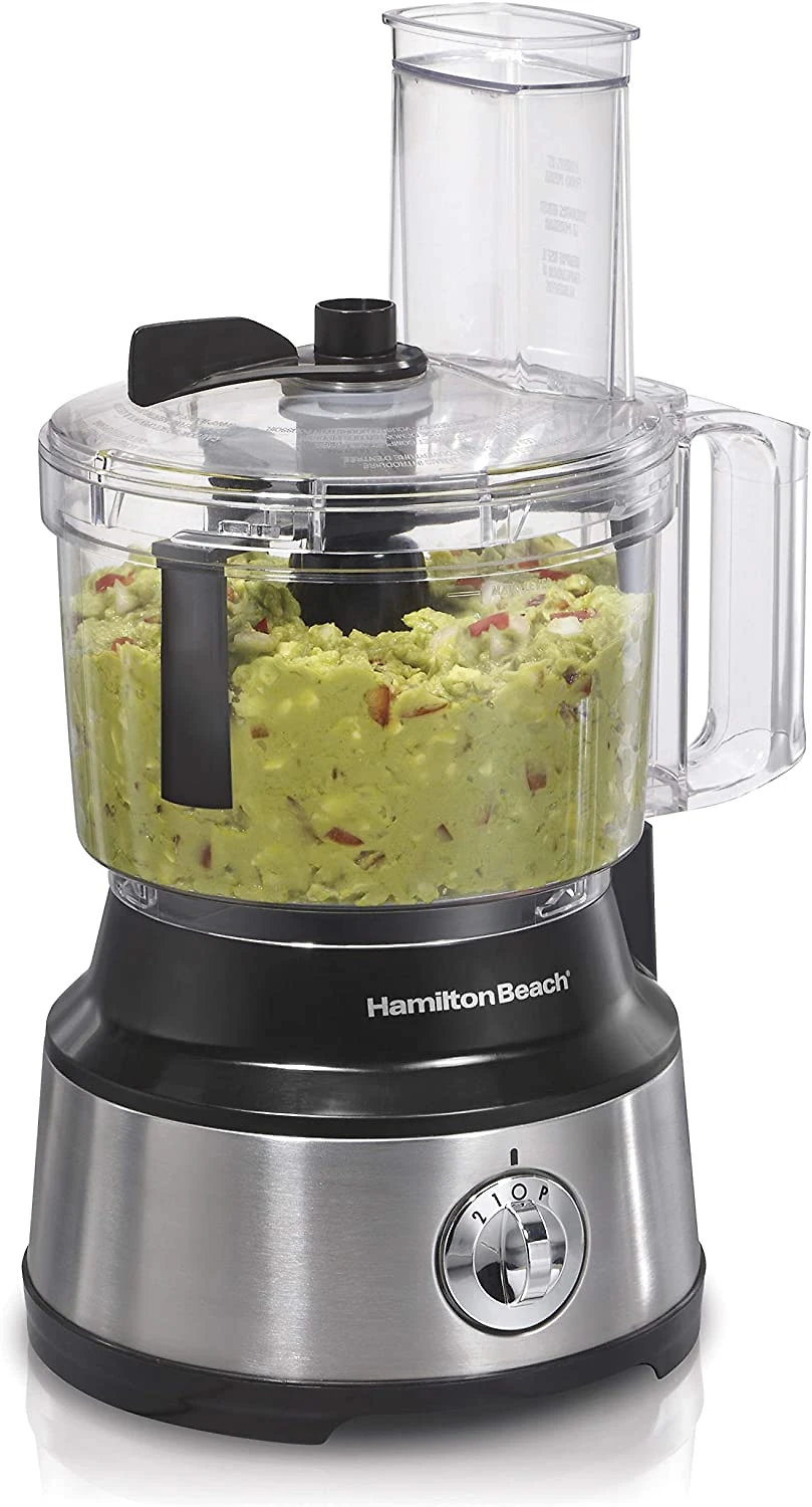 Hamilton Beach Processador de Alimentos, capacidade de 2,3L, c/bocal e rampa e alimentação grande, 450W, 110V, prata.