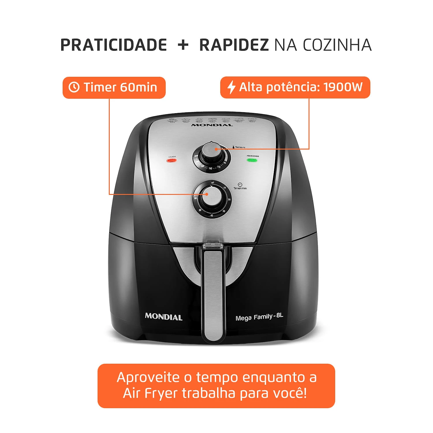 Fritadeira Sem Óleo Air Fryer 8 Litros AFN-80-BI Mondial 127V