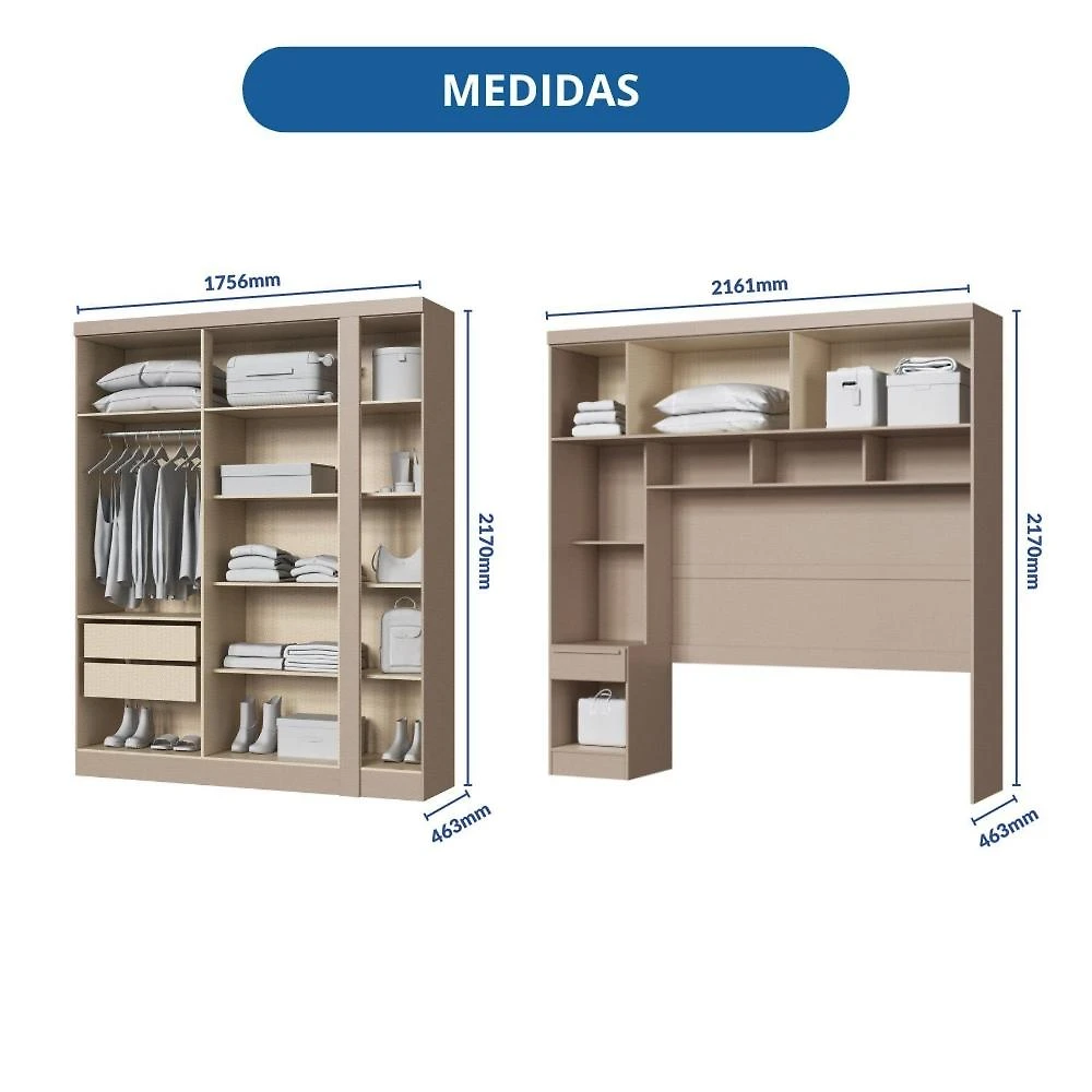 Guarda-roupa Modulado Casal 10 Portas 3 Gavetas Duna