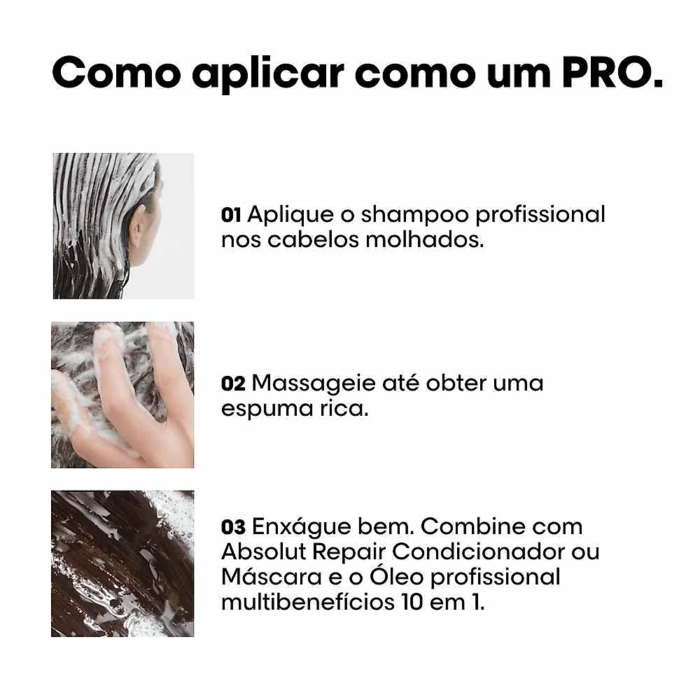Shampoo refil l'oréal professionnel absolut repair com proteína e Ômega 9 240ml