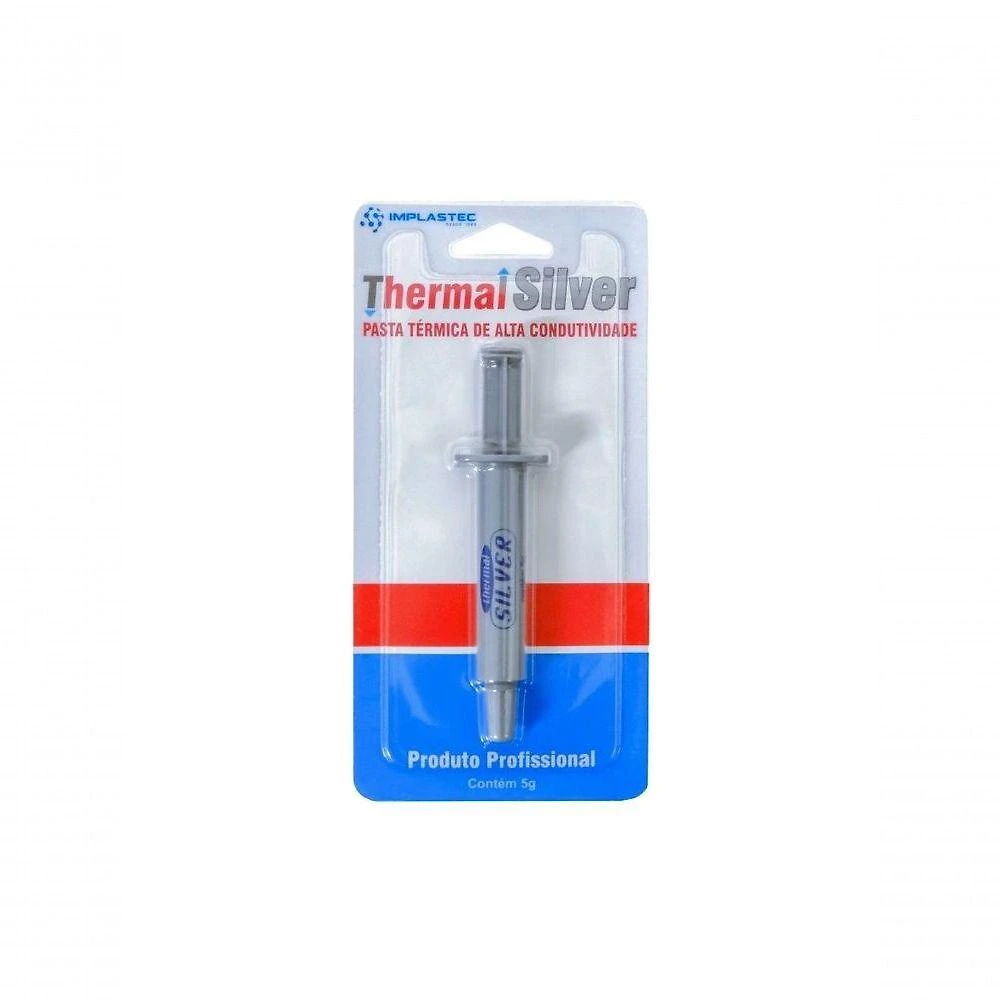 Pasta Térmica Thermal Silver Condutividade 1,2 W-MK com Prata Coloidal Cinza Implastec