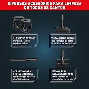 Aspirador de Pó Vertical Sem Fio Arno X-Force Flex 9.60 RH20 2 em 1 250W LED Autonomia 45 Minutos Bivolt Vermelho