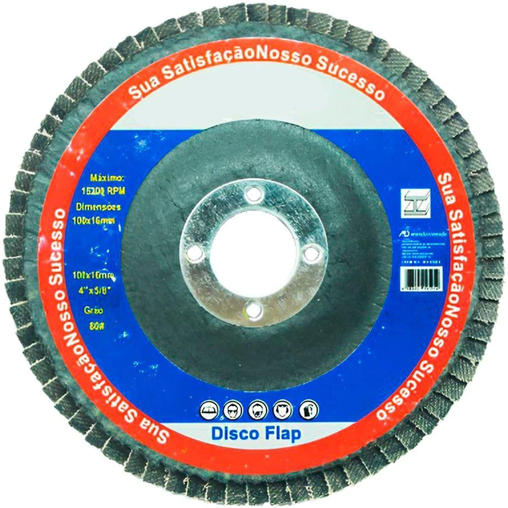 Disco Flap Lixa de Desbaste 100 mm Grão 80 para Lixamento em Madeira Alumínio Metal Aço