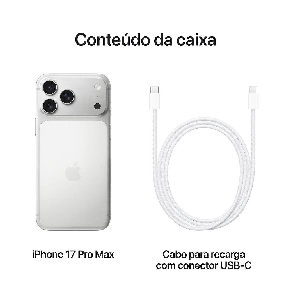 Miniatura iPhone 17 Pro Max Apple 1TB, Câmera Tripla Fusion de 48MP, Tela 6.9" Super Retina XDR, Prateado