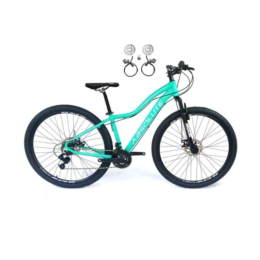 Bicicleta Aro 29 Absolute Hera Feminina 24v Freio Hidraulico Garfo Suspensão Mtb Alumínio Verde Tam: 17