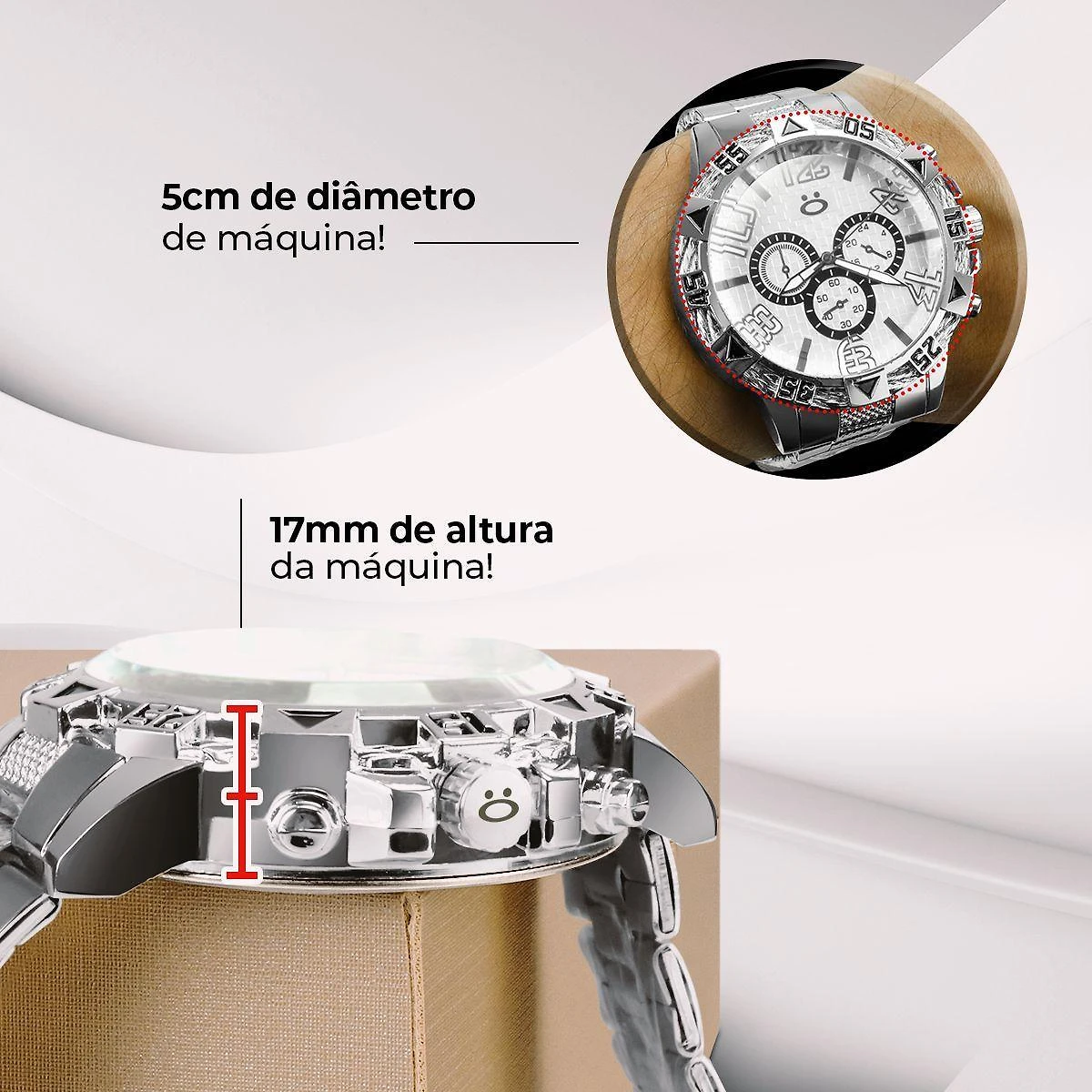 Miniatura Relogio Masculino Caixa Prata Prova Dagua Aço Inoxidavel
